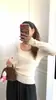 Camada base de cápsula para outono e inverno, confortável e adequada para todos, camiseta base de malha feminina com gola U e corte justo para o inverno