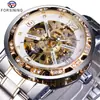 Reloj forsining moda para hombre casual clásico popular hueco pedrería manual reloj mecánico entrega de una pieza