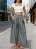 Ropa de Mujer de Comercio Exterior Transfronteriza Europea y Americana Amazon TEMU Wish Shein Pantalones de Pierna Ancha Elásticos con Bolsillo de Cordón Pantalones Cortos
