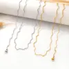 Colar Pulseira Geométrica Ondulada de Aço Inoxidável Europeu e Americano Luxo Acessível Joias de Alta Qualidade Colar Feminino de Aço Titânio Não Desbota