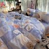 A6L Estilo Europeu Xadrez Ins Verde Moda Roupa de Cama Conjunto de Quatro Peças Lençol de Cama para Dormitório de Estudante Capa de Colcha Três Peças