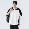 Moderna Nueva Camiseta Casual de Verano de Manga Corta en Bloques de Color de 250g Versátil Holgada para Hombres y Mujeres Parejas