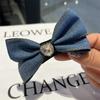 Retro pequeno estilo fragrante 2023 novo transfronteiriço denim Pérola amor strass comércio exterior grampo de cabelo laço grande atacado