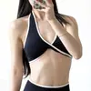 Pantalones Deportivos de Yoga de Color Bloqueo Sin Costuras Europeos y Americanos, Antishock, Espalda Bonita, Cintura Alta, Control de Abdomen, Levantamiento de Glúteos, Color Durazno para Mujer