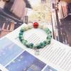 Pulseira de Cerâmica de Forno de Jingdezhen com Círculo Único, Estilo Chinês com Contas Redondas Coloridas Contrastantes e Pingente, Adequada para Uso Diário e Decoração