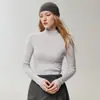 Novedad Otoño 2026 Jersey de Cuello Alto 100% Cachemira Pura Versátil Estilo Oficina para Commuting Camiseta Básica de Corte Ajustado para Mujer