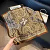 Bufanda de seda de espiga y paisley para viajar, pañuelo cuadrado de bloques de color, pañuelo cuadrado artístico retro, pañuelo decorativo para el cuello, transpirable y moderno