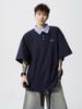 Camiseta de Pareja Estilo Preppy Americano para Hombre Verano Diseño High Street Camisa de Cuello Manga Corta Marca Trendy Holgada Casual Camisa Polo