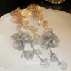 Aretes de Borlas de Flores, Pendientes Largos de Metal Pesado Exagerados Europeos y Americanos, Pendientes para Vestido de Novia, Suministro Exclusivo Transfronterizo para Mujeres