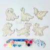 Brinquedo de Desenho DIY Infantil Novo Inacabado Transfronteiriço Dinossauro de Madeira Ímã de Geladeira Artesanato de Pintura Feito à Mão