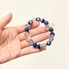 Pulseira de contas única com Sutra do Coração em vidro azul, produto novo original, adequada para locais cênicos e templos, pulseira unissex com contas de formato irregular, atacado