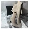 Botas de tamaño pequeño, de tacón ultralto, hasta la rodilla, colección nueva 2026, de punta, de tacón fino, de ajuste ceñido, versátiles botas de moda de gamuza para mujer