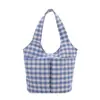Nueva Bolsa de Tela Estilo Retro a Cuadros Estilo Universitario Coreano, Bolso de Hombro de Gran Capacidad, Bolsa de Compras Ligera, Bolso para Mujer, Bolso de Axila