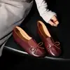 Zapatos de Cuero Planos Cómodos para Mujer, Otoño 2026, Punta Redonda, Slip-on, Planos Suaves