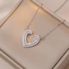 Collar para Mujer Influencer de TikTok Corazón Zircón Micro-Incrustado Zircón Diseño Nicho Cadena Clavícula Joyería al Por Mayor