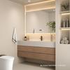 Gama alta Tabla de roca Lavabo todo en uno Gabinete de baño Combinación color madera Lavabo sin juntas Inodoro Mesa para lavarse las manos y la cara Naranja
