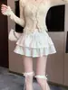 Saia de bolo pequena branca estilo balé para mulheres verão cintura alta modeladora meia saia evasê saia curta bufante saia midi xs