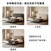 Cama de cuero estilo vintage para dormitorio principal, cama retro con patrón de gofres, cama con cabecero minimalista delgado, cama de madera maciza con borde al ras, cama doble tapizada