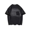 Camiseta de Verano 2025 de Peso Pesado Retro a la Moda de Manga Corta para Hombre Americana Holgada Talla Grande Top de Media Manga Negro Camiseta de Cuello Redondo