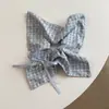 Novo Lenço Quadrado Xadrez Coração Estilo Coreano, Laço de Cabelo com Laço, Botões de Pérola, Scrunchie, Acessório de Cabelo Feminino da Moda