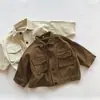 Chaqueta Infantil Primavera y Otoño Nueva Estilo Coreano Casual Chaqueta de Trabajo para Niños y Niñas Bebé Casual Chaqueta con Cuello Campana Ropa Infantil