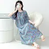 Pijamas para Mujer Verano Mediana Edad y Adulto Mayor Camisón de Algodón Seda Se Puede Usar Afuera en Verano para Madres Talla Extra Talla Grande Falda de Algodón Artificial
