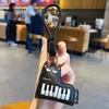 Llavero Creativo de Cuero PU Colgante de Instrumento Musical Violín Pareja Llavero para Coche Bolso Colgante de Piano Regalo