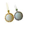Colgante de Plata S925 Hetian Natural Redondo Bicolor Oro y Plata Cadena Clavicular Estilo Retro Accesorios de Collar