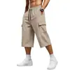 Calça Curta Jacquard com Cordão Masculina Tendência Verão Novo Estilo Americano Transfronteiriça, Shorts Masculinos Casuais Esportivos Largos Plus Size