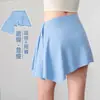 Falda Corta Deportiva Estilo Europeo y Americano Primavera/Verano con Diseño Anti-Exposición, Cintura Alta, Bolsillos, Falda Corta de Tenis Yoga, Falda Corta Ajustada Versátil para Fitness