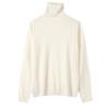Suéter Base de Punto Fino 100% Lana Pura con Cuello Alto y Borde Enrollado para Mujer, Suéter Fino de Lana Pullover con Mangas Largas