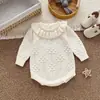 Body Nuevo para Niñas 100% Algodón Primavera/Otoño Cuello con Volantes Manga Larga Body Dulce Ropa para Bebés Clase A