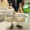 Conjunto de Duas Peças de Mochilas Escolares para Estudantes, Bolsas Fofas para Reforço Escolar para Alunos do Ensino Fundamental I e II, Mochilas Leves de Campus com Visual Moderno e Colorido (Dopamine)