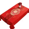 Toalha de Mesa de Centro para Casamento, Toalha de Mesa Vermelha para Sala de Estar, Celebração de Noivado e Recém-Casados, Pano de Cobertura para Decoração de Quarto de Casamento, Toalha de Mesa Dupla Felicidade