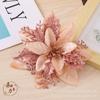 Flores Navideñas de Tres Capas con Polvo Dorado Más Vendidas de Amazon, Decoraciones para Árbol de Navidad de Fabricante de Flores Artificiales, Colgantes para Corona de Navidad