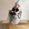 Sapatos Planos Chunky com Cadarço Estampa de Vaca Doce e Cool Outono/Inverno 2026 para Meninas, Tênis Casuais Retrô Versáteis
