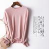 Outono e Inverno Primeira Linha Pronto para Vestir Suéter Sem Costura 100% Caxemira Leve Feminino Gola Redonda Suéter de Veludo Pulôver Suéter Slim Camiseta Básica para Mulheres