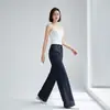 Calça Jeans Original Colorida Wide-Leg de Comprimento Estendido Yizhi para Mulheres, Outono Cintura Alta Emagrecimento Reta Casual Simples Solta Versátil Longa