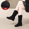 Botas de Invierno 2026 Estilo Coreano Nuevo para Mujer Planas de Media Caña Ante Cálidas de Moda Antideslizantes