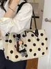 Bolsa Feminina, Bolsa de Mão de Linho com Bolinhas de Grande Capacidade, Bolsa de Ombro de Luxo para o Dia a Dia, Bolsa Tote Versátil e Fashion