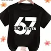 Camiseta Estampada 67 Seis Sete Mais Vendida da Amazon 230g Algodão de Alta Qualidade Gola Redonda Manga Curta Roupa Infantil 1204