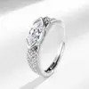Transmissão ao Vivo do Jardim de Infância Venda Quente Acessível Estilo Luxuoso Banhado a Cobre Ouro 18K Zircônia Colorida em Formato Marquise Anel para Dedo Indicador Tendência Ins Feminino