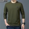 Camiseta de Manga Larga con Cuello Redondo para Crew de JP Precio Controlado Otoño Nuevo Color Sólido Camiseta Base Suéter Bordado Casual Holgado TS5205