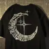 Camiseta de Manga Corta con Estampado de Luna y Estrella para Mujer, Marca Moderna Americana, Nuevo Verano 2026, Top Hiphop de Calle Europeo y Americano