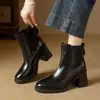 Botín Corto Otoño Estilo Chelsea Cremallera Trasera Punta Redonda Ligero Lujo Tacón Grueso Moda 2026 Botín Corto de Tacón Alto Botín de Tobillo para Mujer