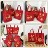 Bolsa de Lienzo Roja Festiva para Novia, Regalo de Boda, para Sacar Dinero, Gran Capacidad, Bolso de Mano Rojo Festivo