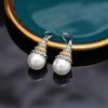 Pendientes de Perla Dorada Champagne Transfronterizos Pendientes Coreanos de Alta Gama Lujo Ligero Pendientes Largos Elegantes de Celebridad con Perlas para Mujer