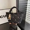 Bolso de Algodón Acolchado Estilo Nuevo 2026 para Mujer, Bolso de Mano Casual Versátil, Bolso de Mano de Moda Bordado con Lazo, Estilo Coreano