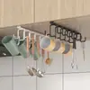 Estante de almacenamiento colgante con ganchos, estante multifuncional de cocina sin taladro, portavasos, organizador de gabinete estante colgante