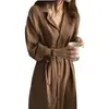Vestido Coreano de Primavera para el Trabajo para Mujer, Falda Larga hasta el Tobillo, Tallas Grandes, Ceñido a la Cintura, Largo hasta el Tobillo, Elegante para el Trabajo